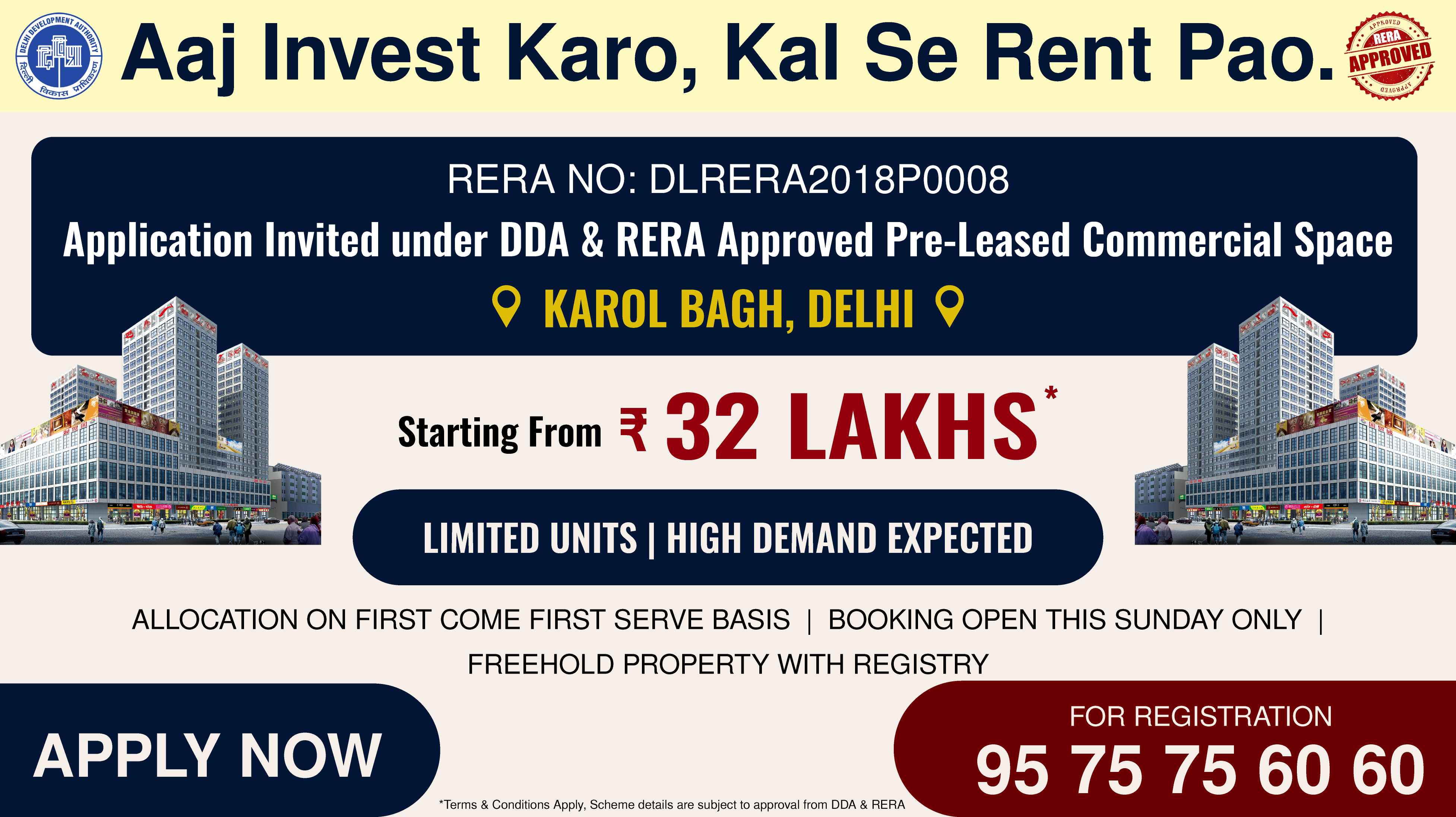 DDA RERA Approved Shops Banner